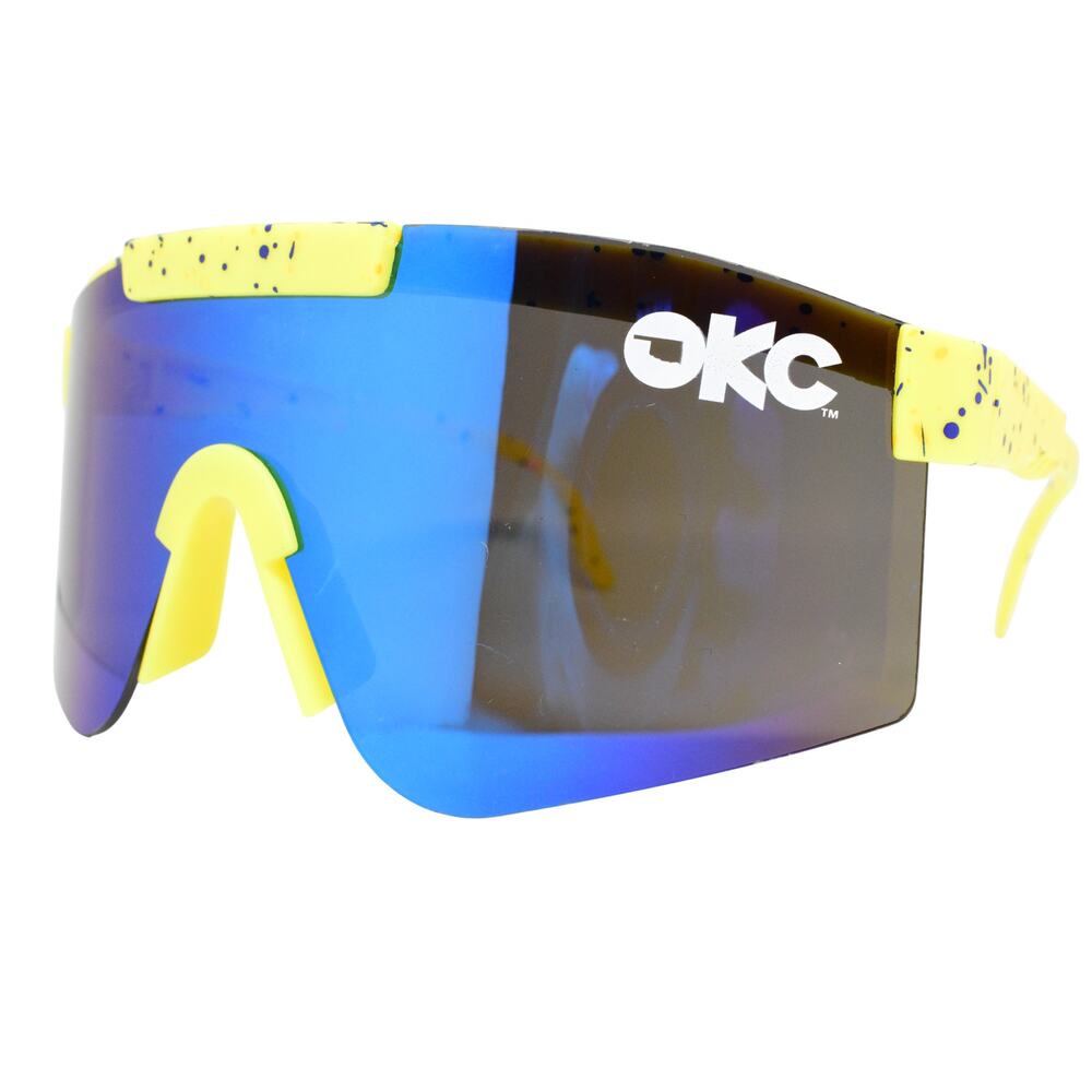 Twisted Tea OKC Yellow Frames/Blue Dots Sunglasses -LENSES GOOD/FRAMES VERY GOOD